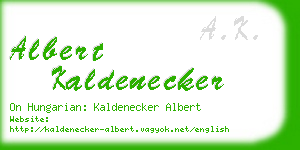 albert kaldenecker business card